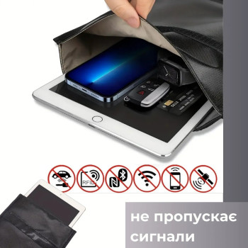 Экранирующий чехол Фарадея Чёрный 33х26 см, чехол Фарадея для автомобильного ключа, телефона, планшета Экранирующий чехол Фарадея Чёрный 33х26 см, чехол Фарадея для автомобильного ключа, телефона, планшета