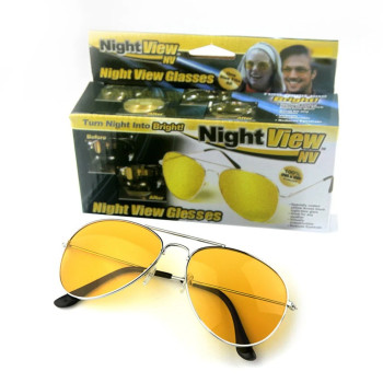 Очки для водителей желтые для ночного вождения, Авиаторы Night View Glasses в металлической оправе Очки для водителей желтые для ночного вождения, Авиаторы Night View Glasses в металлической оправе