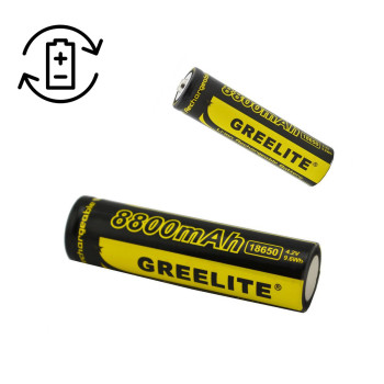 Аккумулятор 18650 Greelite 4.2V 9.6Wh Li-ion батарейка для фонарика, перезаряжаемые батарейки