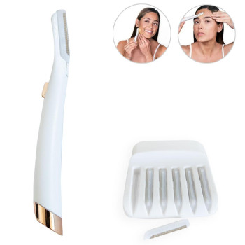 Женский триммер для лица с подсветкой Flawless Dermaplane Белый, бритва для лица женская + 6 лезвий Женский триммер для лица с подсветкой Flawless Dermaplane Белый, бритва для лица женская + 6 лезвий