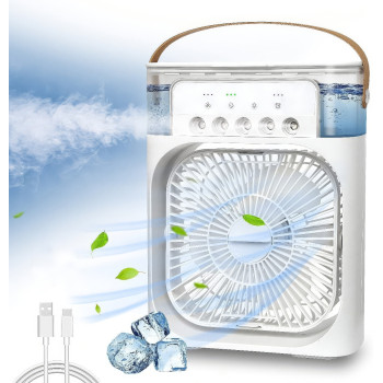 Настольный вентилятор с увлажнителем воздуха 4в1 Air Cooler Fan USB Белый переносной увлажнитель воздуха Настольный вентилятор с увлажнителем воздуха 4в1 Air Cooler Fan USB Белый переносной увлажнитель воздуха