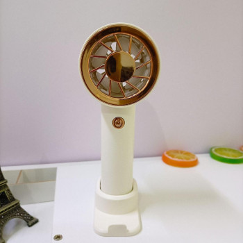 Портативный мини вентилятор Portable Fan с подставкой для телефона Бело-золотой, ручной вентилятор на аккумуляторе Портативный мини вентилятор Portable Fan с подставкой для телефона Бело-золотой, ручной вентилятор на аккумуляторе