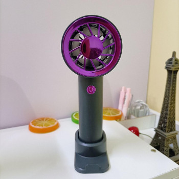 Аккумуляторный мини вентилятор с подставкой для телефона Portable Fan Черно-фиолетовый, мини вентилятор