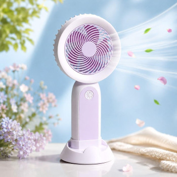 Настольный вентилятор с подсветкой Handheld fan Фиолетовый, переносной аккумуляторный мини вентилятор Настольный вентилятор с подсветкой Handheld fan Фиолетовый, переносной аккумуляторный мини вентилятор