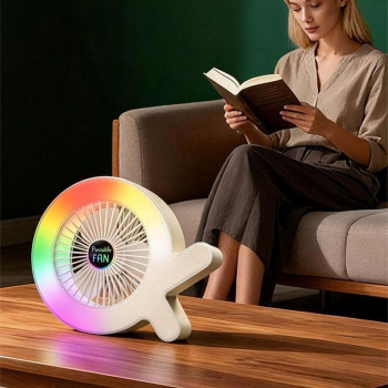 Настольный мини вентилятор Desktop Fan S37 c RGB подсветкой, Желтый-белый, 2.8W, маленький вентилятор Настольный мини вентилятор Desktop Fan S37 c RGB подсветкой, Желтый-белый, 2.8W, маленький вентилятор