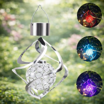 Подвесной уличный светильник на солнечной батарее в форме Шара Solar Windchime Light RGB, декоративный фонарик для дачи
