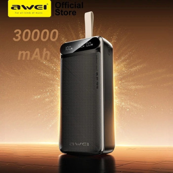 Повербанк Awei PA12 на 30000 mah 22.5W Чёрный, внешний аккумулятор роутера - телефона, мощный powerbank Повербанк Awei PA12 на 30000 mah 22.5W Чёрный, внешний аккумулятор роутера - телефона, мощный powerbank