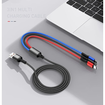 Шнур для зарядки телефона Awei CL-971 3в1, кабель lightning, micro usb, type c для зарядки Шнур для зарядки телефона Awei CL-971 3в1, кабель lightning, micro usb, type c для зарядки