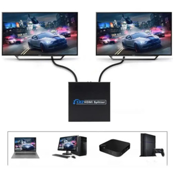 Разветвитель HDMI на 2 монитора, 1X2 HDMI Splitter Черный, сплиттер hdmi на 2 монитора 1080p, hdmi хаб Разветвитель HDMI на 2 монитора, 1X2 HDMI Splitter Черный, сплиттер hdmi на 2 монитора 1080p, hdmi хаб