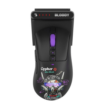 Мышь компьютерная безпроводная Bloody R73 Ultra Duo Cypher Ghost (4711421002370) черная с фиолетовым