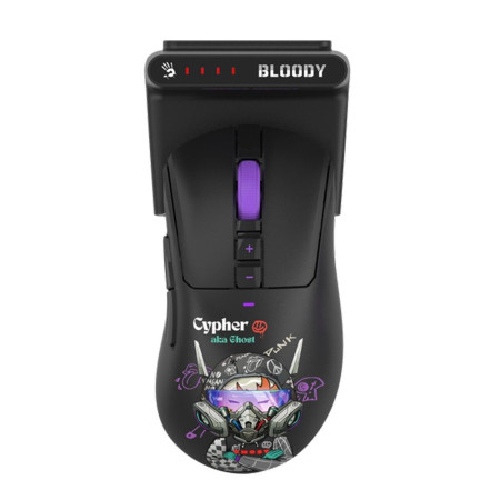 Мышь компьютерная безпроводная Bloody R73 Ultra Duo Cypher Ghost (4711421002370) черная с фиолетовым