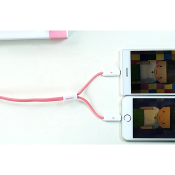 MicroUSB Кабель 2-in-1 Combo Gemini 1м pink Remax 302603