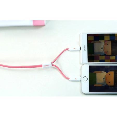 MicroUSB Кабель 2-in-1 Combo Gemini 1м pink Remax 302603