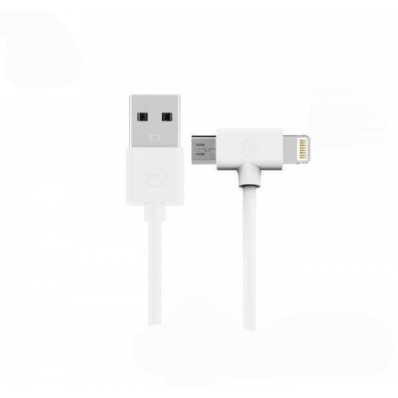 Кабель Combo 2-in-1 Axe Lightning/microUSB 1м white WK 304702