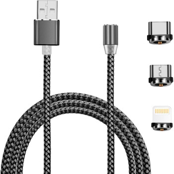 Кабель магнитный USB ХоКо 3 в 1 Lightning Micro USB Type-C SC-350 1.2 м черный