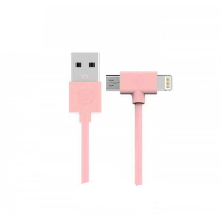 Кабель Combo 2-in-1 Axe Lightning/microUSB 1м pink WK 304704