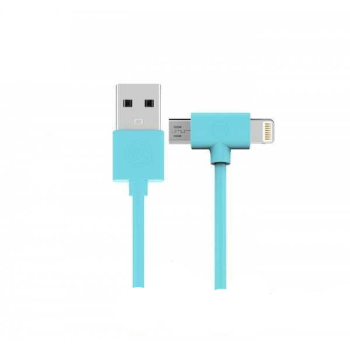 Кабель Combo 2-in-1 Axe Lightning/microUSB 1м blue WK 304703