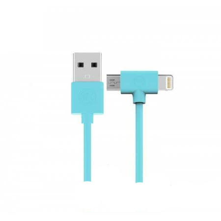 Кабель Combo 2-in-1 Axe Lightning/microUSB 1м blue WK 304703