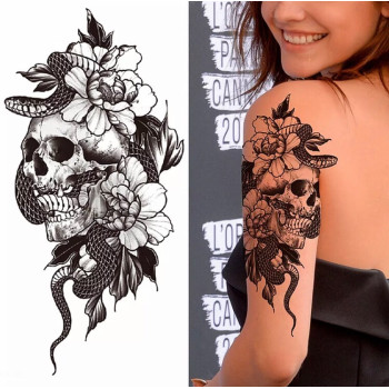 Временное тату водостойкое 3D большое Череп XQB-329 20х9,5 см