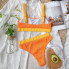 Купальник женский раздельный с топом в рубчик 5021-orange-L оранжевый
