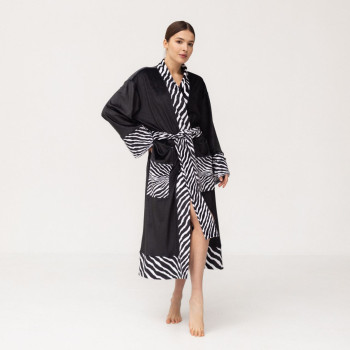 Кимоно женское из плюшевого велюра Kimono Black and White Zebra 18365 S