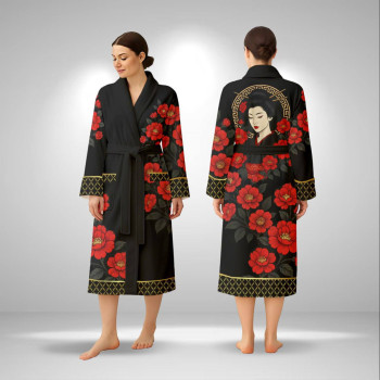 Кимоно женское из плюшевого велюра Red Camellia 29451 S