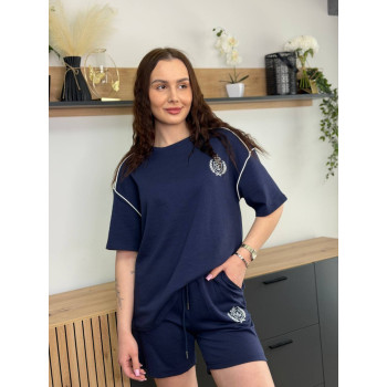 Костюм женский летний из коттона Fashion 188 20566 S темно-синий