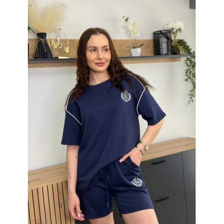 Костюм женский летний из коттона Fashion 188 20567 M темно-синий