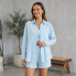 Костюм женский летний тройка рубкашка с майкой и шорты Fashion 6931 20580 голубой