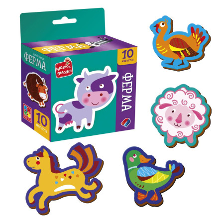 Игра развивающая магнитная Vladi Toys Ферма VT3106-36 10 деталей