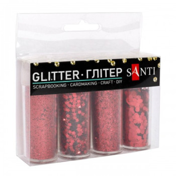 Набор глитера Santi 743414 30 г 4 шт красный