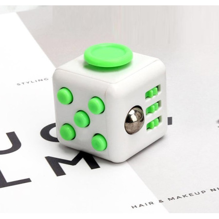 Кубик антистресс Fidget Cube 14419 3.5х3.5х4 см белый с салатовым