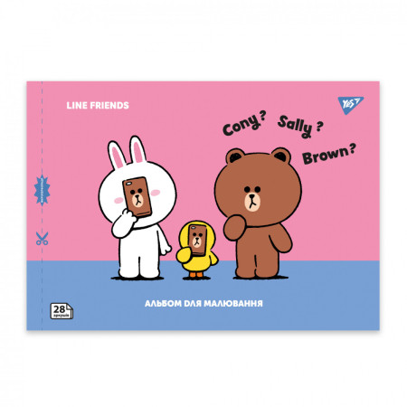 Альбом для рисования скоба с перфорацией А4 YES Line Friends 130605 28 листов