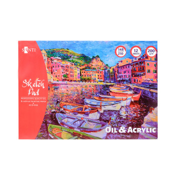 Альбом для эскизов масляными и акриловыми красками Santi 742549 200 г/м2 А5 12 листов