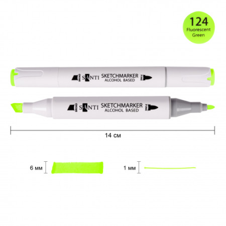 Маркер спиртовой Santi Professional SA-124 390864 флуоресцентный зеленый