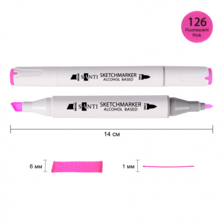Маркер спиртовой Santi Professional SA-126 390794 флуоресцентный розовый