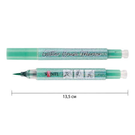 Маркер акварельный Santi Glitter Brush 390760 аквамарин