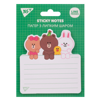 Бумага для заметок с липким слоем фигурная YES Line Friends 170332 40 листов