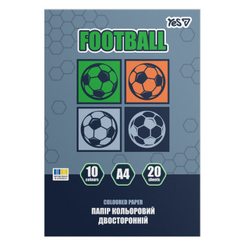 Бумага цветная двусторонняя А4 YES Football 955503 20 листов