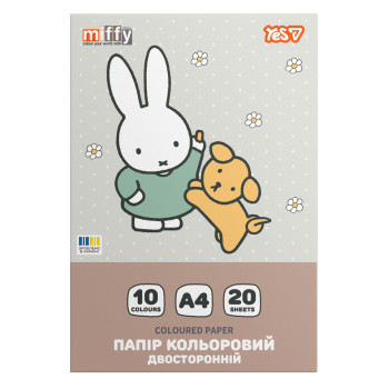 Бумага цветная двусторонняя А4 YES Miffy 955495 20 листов