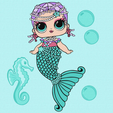 Картина по номерам Идейка L.O.L. Surprise! Mermaids Merbaby KHO6262 40х40 см