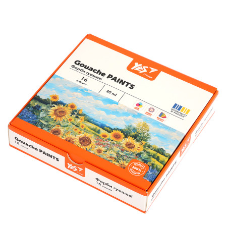 Гуашь YES Orange Line 230433 16 цветов 20 мл