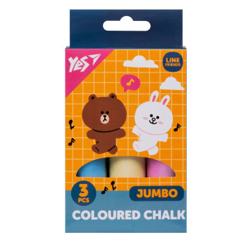 Мел цветной YES JUMBO Line Friends 400491 3 цвета