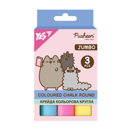 Мел цветной YES JUMBO Pusheen 400553 3 цвета