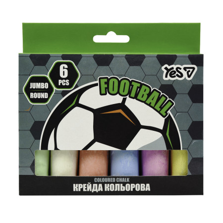 Мел цветной круглый Yes JUMBO Football 400569 6 цветов