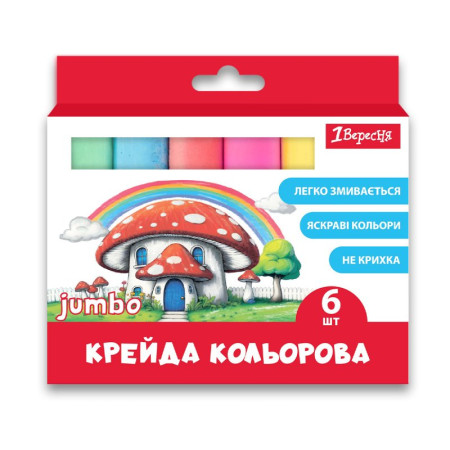 Мел цветной 1Вересня Classic JUMBO 400557 6 цветов
