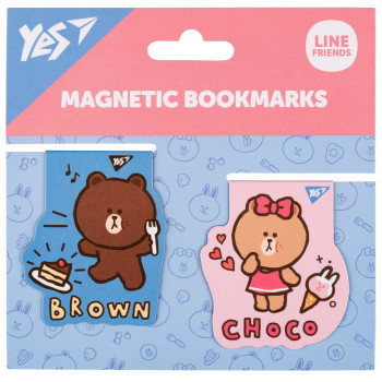 Закладка для книги магнитная YES Line Friends Brown and Choco 708106 2 шт