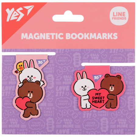 Закладка для книги магнитная YES Line Friends Sweet heart 708107 2 шт