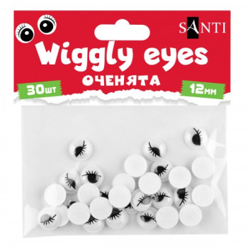Глазки самоклеющиеся с ресничками Santi 954648 12 мм 30 шт/уп черные