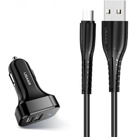 Автомобильная зарядка от прикуривателя с кабелем microUSB Usams U35 6958444985978